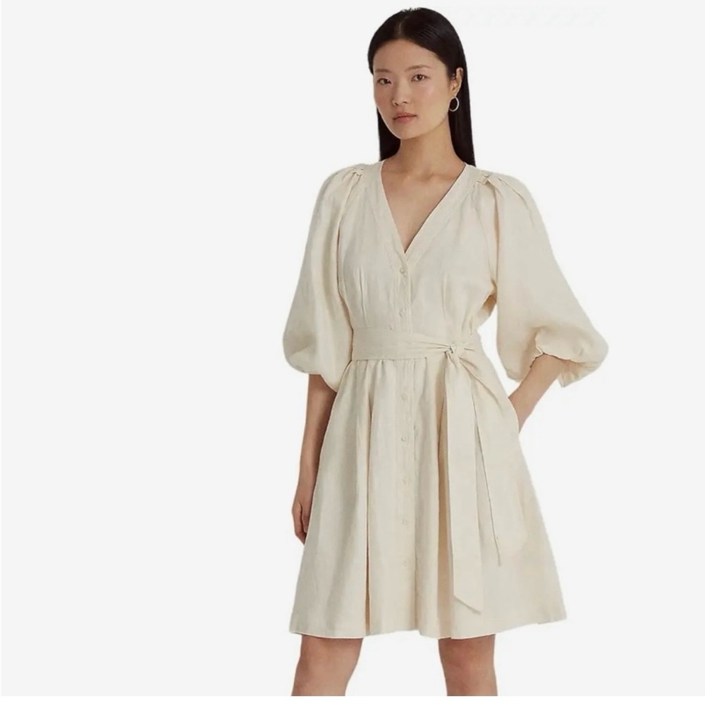 Ralph Lauren Cream V-Neck Dress Mascarpone Dress